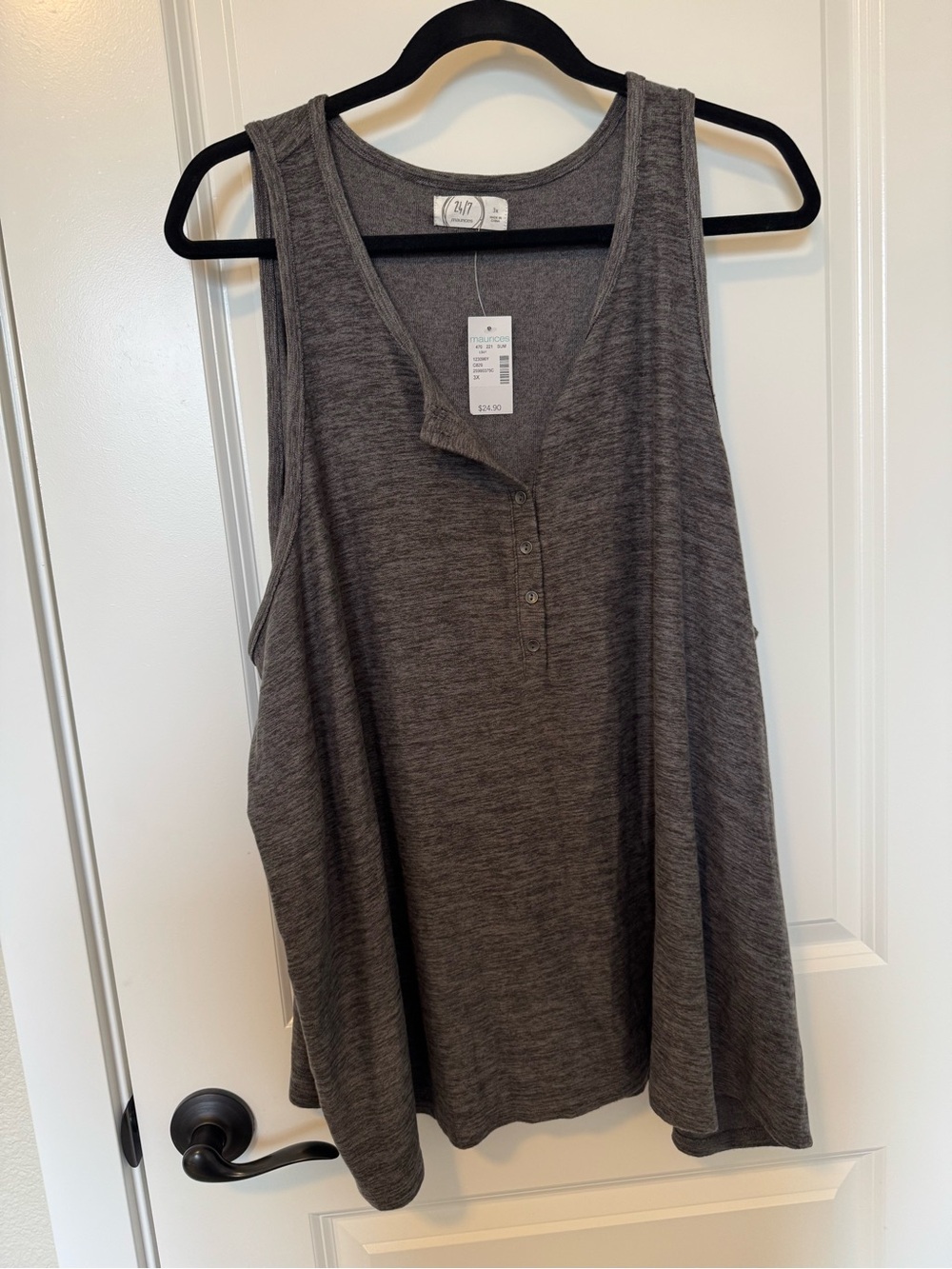 Maurices Gray Heathered Scoop Neck Button Tank size 3XL